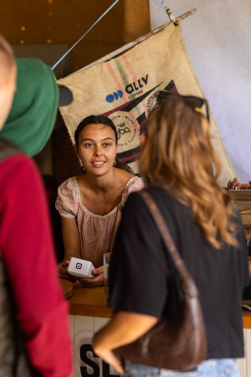 Guests ordering at the Slow Down Coffee cart